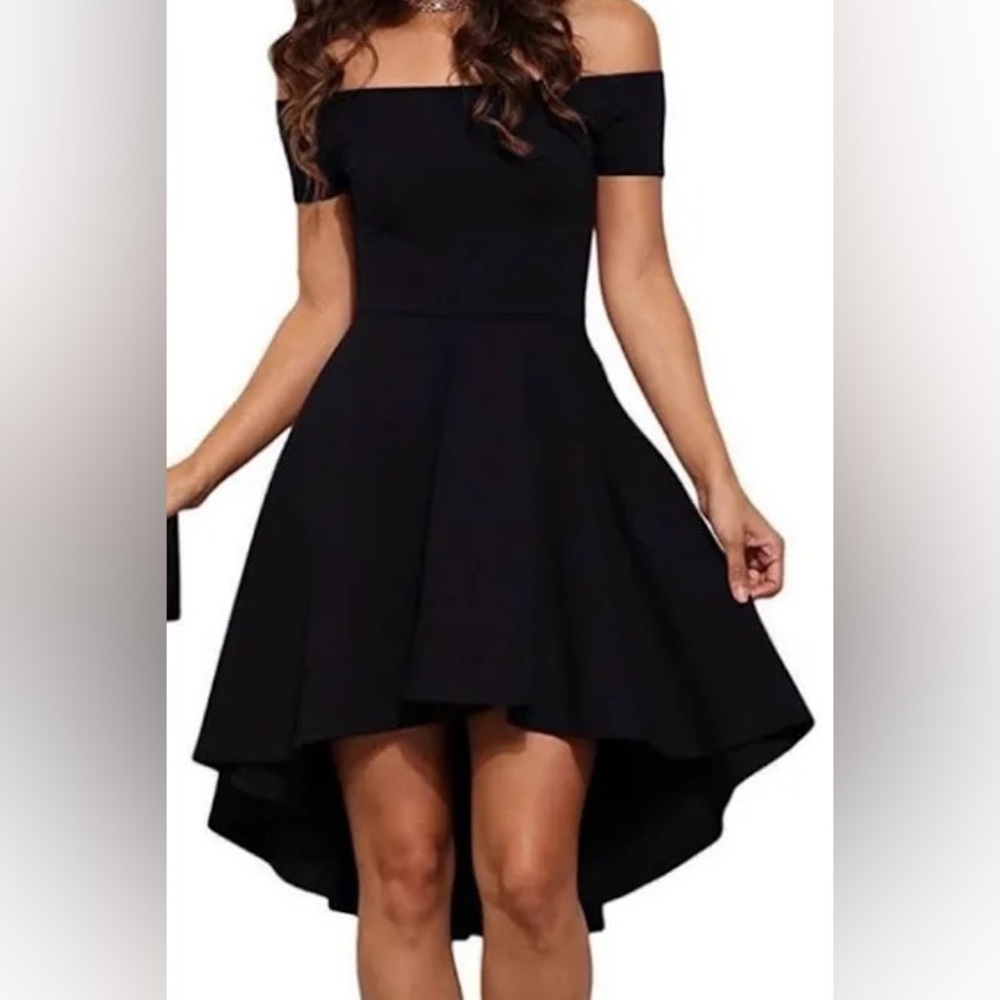 Sarin Mathews black off the shoulder dress
